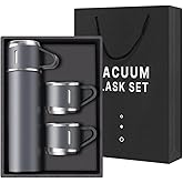 Stainless Steel Thermo 500ml/16.9oz Vacuum Insulated Bottle with Cup for Coffee Hot drink and Cold drink water flask.(Gray,Set)