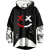 DUDHUH Mens Hoodie Fashion Pullover Letter Print Tracksuit Techwear Casual Coat Hip-Hop Sweatshirt