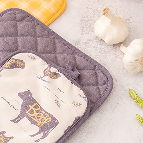 6 Pack Kitchen Set 2 Oven Mitts and 2 Rectangular Pot holders of