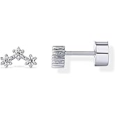 PAVOI 14K Gold Plated 925 Sterling Silver Posts Mini Stud Flat Back Earrings for Women | Helix Cartilage Piercing Jewelry | Dainty Pearl Star Cluster Cubic Zirconia Lotus Climber Screw Backs