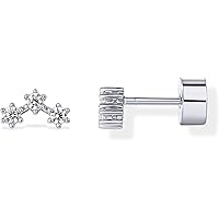 PAVOI 14K Gold Plated 925 Sterling Silver Posts Mini Stud Flat Back Earrings for Women | Helix Cartilage Piercing Jewelry | D