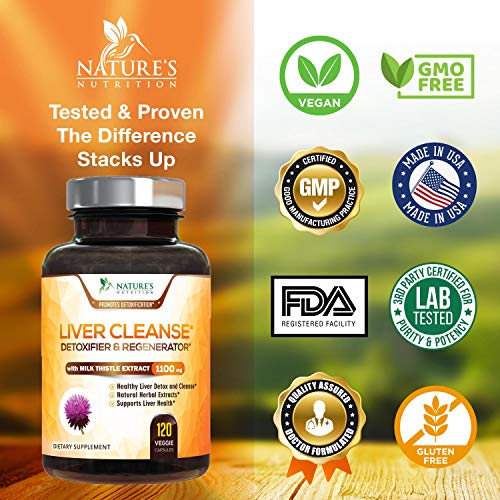 Liver Cleanse Detox & Repair Formula 1100mg - Highest Potency 22 Herbs, Made in USA, Best Vegan Milk Thistle Extract, Silymarin, Beet, Artichoke, Dandelion, Chicory, Support Supplement - 120 Capsules - Thumbnail 3