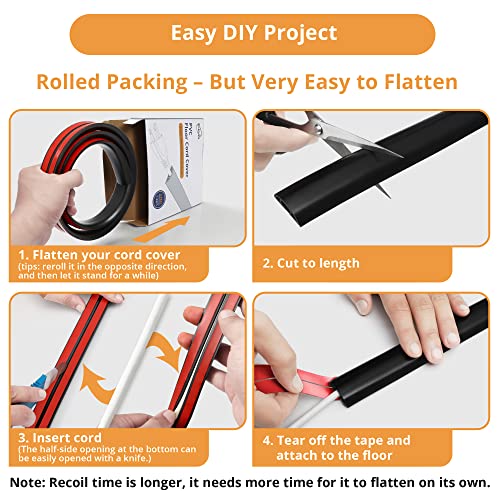 7ft Cord Cover Floor for Extension Cords, Floor Cable Cover Wire Cover