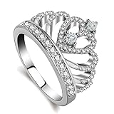 Similanka Rings Women 18K white Gold Plated AAA Cubic Zirconia Princess Crown Ring Girl Gift Wedding Engagement (White Gold, 7)