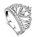 Similanka Rings Women 18K white Gold Plated AAA Cubic Zirconia Princess Crown Ring Girl Gift Wedding Engagement (White Gold, 7)