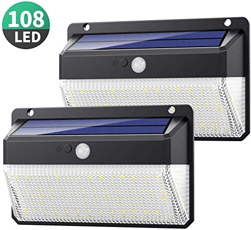 Solar Lights Outdoor 108 Led, [2200mAh Super Bright Energy Saving] Solar Security Lights Motion Sensor, 3 Modes [270º Illumination] Wireless Solar Wall Lights for Fence, Deck, Garage, Yard(2 Pack) - Thumbnail 7