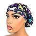Euro Surgical Scrub Hats Women's Unicorns and Rainbows Adjustable Bouffant Cap Ponytail