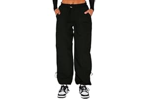 Waitfairy Parachute Pants for Women,Baggy Fit Cargo Pants with Pockets