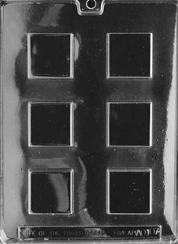 Cybrtrayd Life of the Party AO107 Squares Chocolate Candy Mold in Sealed Protective Poly Bag Imprinted with Copyrighted Cybrtrayd Molding Instructions
