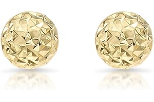 TILO JEWELRY 14k Yellow Gold Diamond-cut Ball Stud Earrings (3mm)