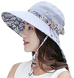 Sun Hats for Women HindaWi Packable Wide Brim UV Protection Beach Hat (Grey)