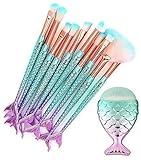 Funfunman Makeup Brushes 11PCS Make Up Foundation Eyebrow Eyeliner Blush Cosmetic Concealer Brushes(Mermaid Colorful)