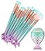 Funfunman Makeup Brushes 11PCS Make Up Foundation Eyebrow Eyeliner Blush Cosmetic Concealer Brushes(Mermaid Colorful)