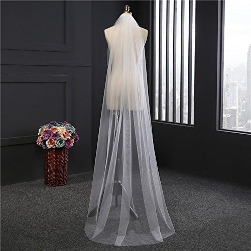 WWJ Wedding veil Bride wedding accessories One-tier Chapel Veils(Swiss net yarn) , beige