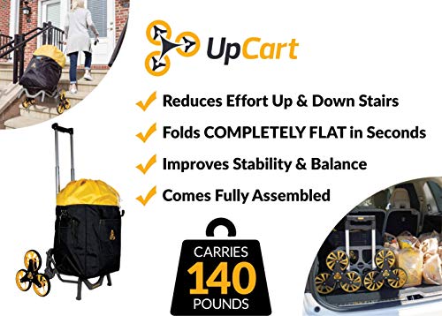 UpCart Hero Stair Climbing Dolly and Bag Combo | 140 lb Weight Capacity | Includes Bag for Groceries, Laundry, and Crafts