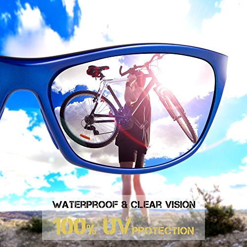RIVBOS Polarized Sports Sunglasses Driving Sun Glasses for Men Women Tr 90 Unbreakable Frame for Cycling Baseball Running Rb831 (Blue Mirror Lens)