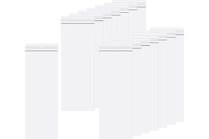 KNR HARMONY Long Plastic Poly Bags 3 x 8" 100pcs Necklace Bags with Hang Hole 2 Mil Clear Zipper Reclosable Baggies for Jewelry Earrings Bracelets Storage Craft Supplies