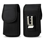 Agoz Carrying Case for Apple iPhone Xs, X, iPhone 8, iPhone 7, iPhone 6S 6, Heavy Duty Rugged Canvas Vertical Holster Pouch Cover with Strong Metal Clip Belt Loops (for Bare iPhone)