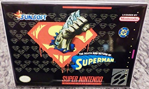 Death &amp; Return of Superman SNES Game Box 2 x 3 Fridge Locker MAGNET Nintendo