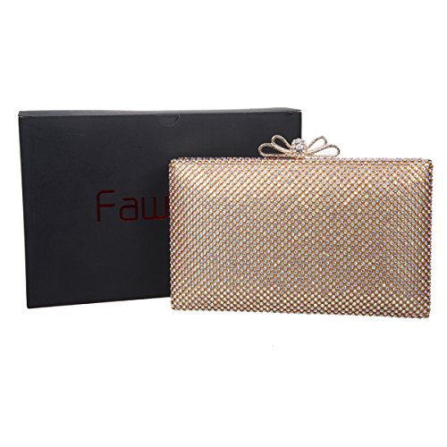 Fawziya Bow Purse For Women Rhinestone Crystal Evening Clutch Bags-ABGold