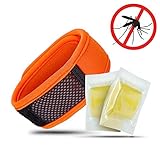 All Natural Mosquito Repellent Bracelets (2 Pack) By Mosgo - No DEET, Mess or Spray - Insect Repellant Wrist Bands, Non Toxic, Long Lasting & 100% Safe, Even for Babies. 2 Bracelets + 2 Refills Included (Orange)