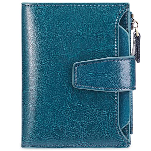 SENDEFN Women's Genuine Leather Wallet Small Cute Coin Purse with Zip 14 Cards Women's Leather Wallet with Many Compartments