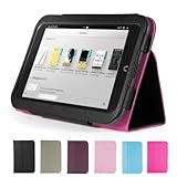 GMYLE(TM) Black PU Leather Hot Pink Interior Slim Folio Magnetic Flip Stand Case Cover with Sleep/ Wake Function for Barnes & Noble Nook HD 7