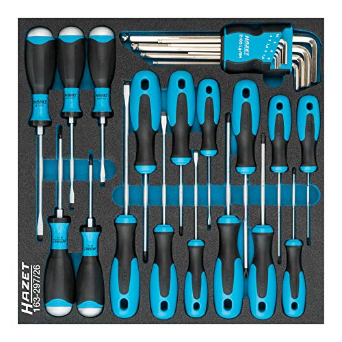 HAZET Schraubendreher Satz 163-297/26 | 26 Teile, verschiedene Abtriebe, passend für alle HAZET Werkstattwagen | in…