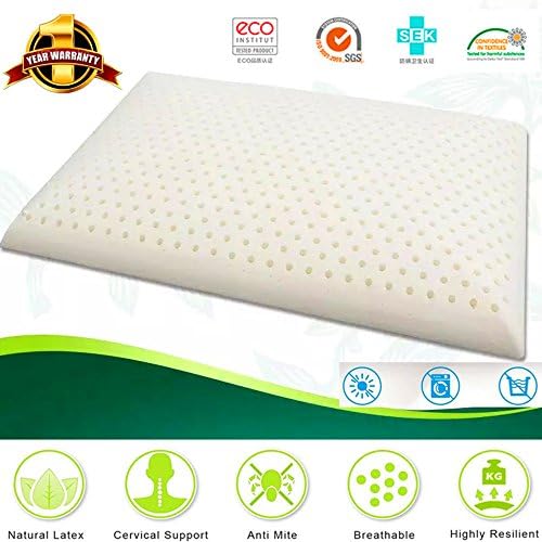 Latex Pillows Foam Anti Snore Deep Sleep Mite Allergic Luxurious Comfort Massage Natural with 100% Ventilated Filler Contoured Medium Outside Travel Beding L:23.4" X W:15.6" X H:2.7"
