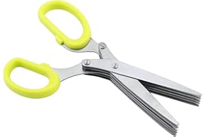 Zerodis Stainless Steel Kitchen Scissors, 5 s for Cutting Nori Scallion, with Anti Slip Handle, Corrosion Durable (Yellow)