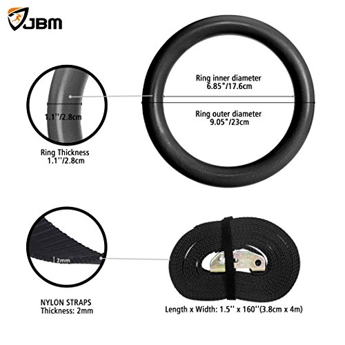 image for JBM international JBM Gymnastics Rings with Adjustable Straps Pull Up 