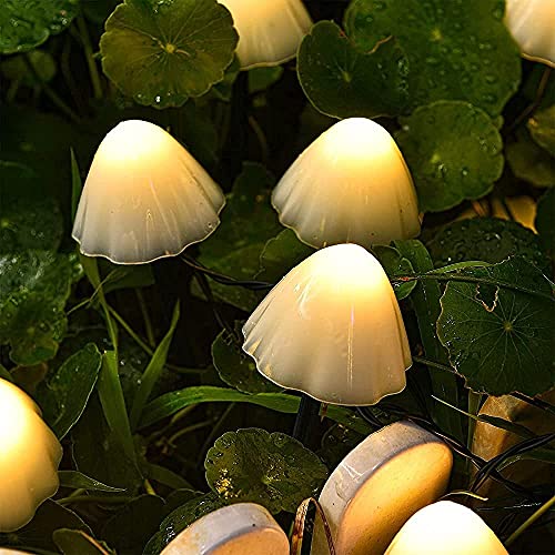 Outdoor Solar Garden Lights, Set of 12 Mini Solar Mushroom Light Outdoor Waterproof Cute Mushroom Shaped Pathway Landscape Lights for Yard Patio Garden Party Wedding Festival Decoration (Warm White)