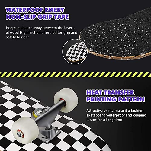 DMG Skateboard, Skateboards for Beginners, 31 x 8 Complete Standard Skate Boards, 7 Layers Canadian Maple, Pro Skateboards, Longboard Skate Boards for Beginners Kids Boys Girls Adults Youth