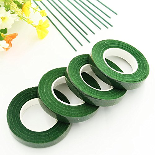 12 Rolls Green Floral Tape for Wrapping Stem Artificial Flower and Craft 1/2 Inch x 30 Yards