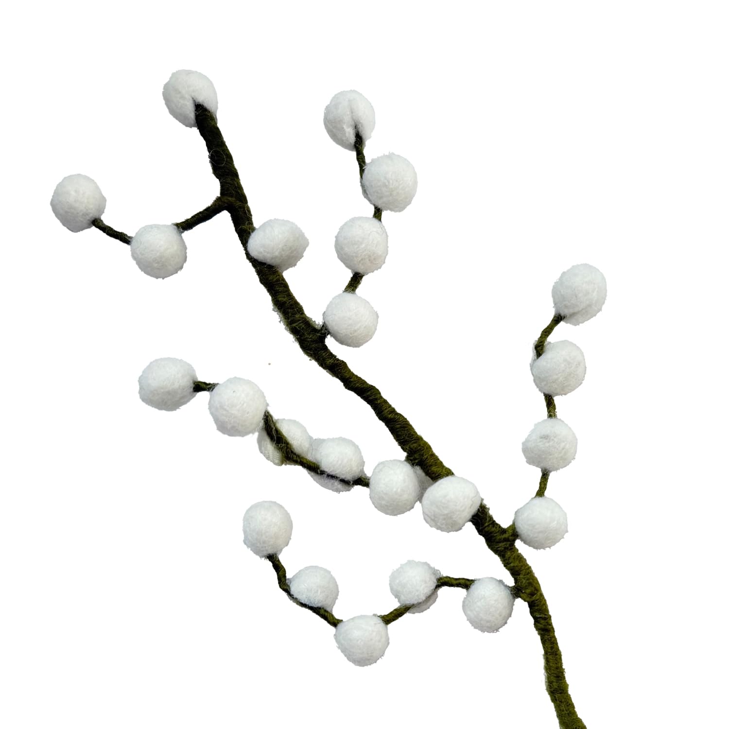 your castle Branch with white berries made of felt with flexible stem, approx. 30 cm, handmade decorative flowers for individual creations, sustainable gift, fair trade, realistic artificial flowers