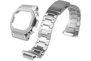 HJHYUL DW-5600 Mod Kit Stainless Steel Case Solid Metal Strap Bracelet for 5600 Series, 5610 Series, Watch Part Replacement