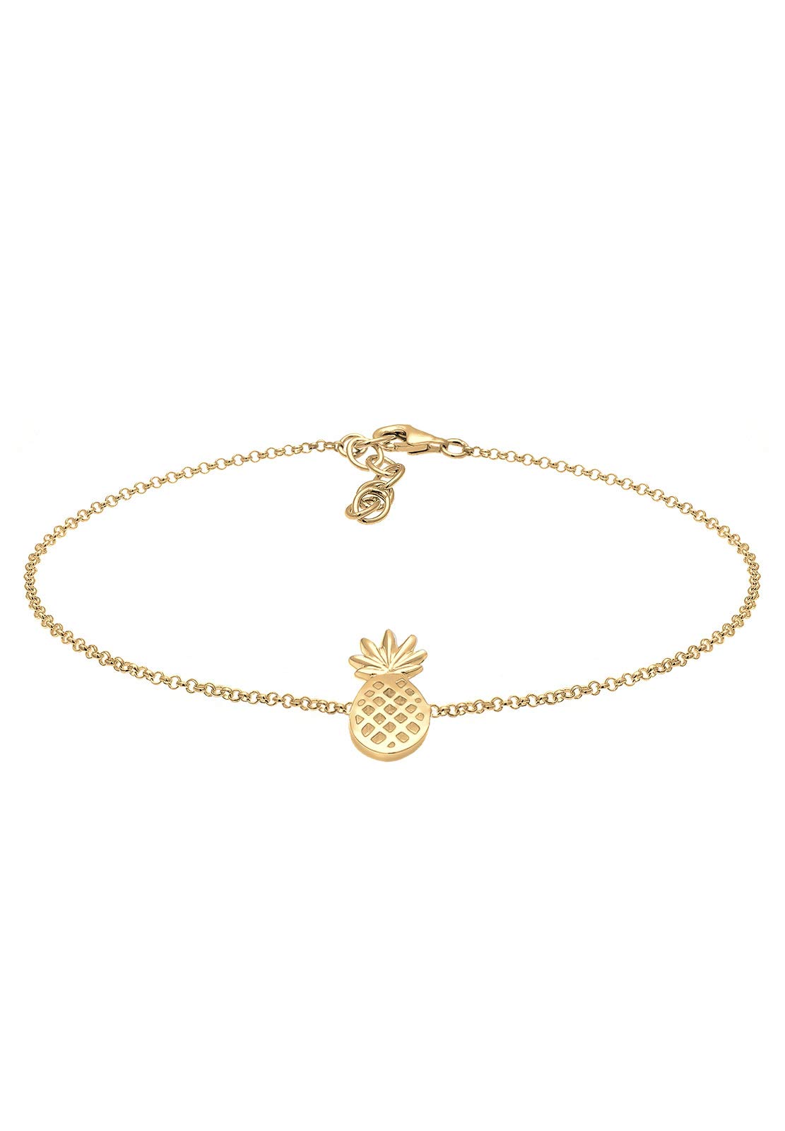 Elli Women's 925 Silver Gold Plated Pineapples Tropical Summer Anklet - 22cm length