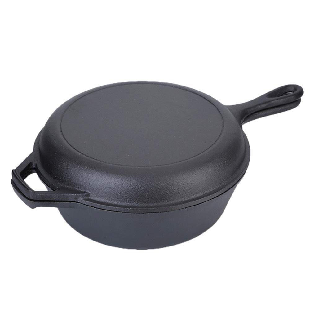 Buy Cast Iron Dutch Oven, 3Quart Heavy Duty 2 in 1 Double Dutch Oven