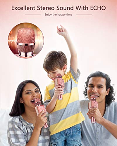 TECBOSS Microphone for Kids, Wireless Bluetooth Karaoke Microphone with LED Lights, The Best Gifts Toys for 4 6 8 10 12 Year Old Girls Boys - Thumbnail 6