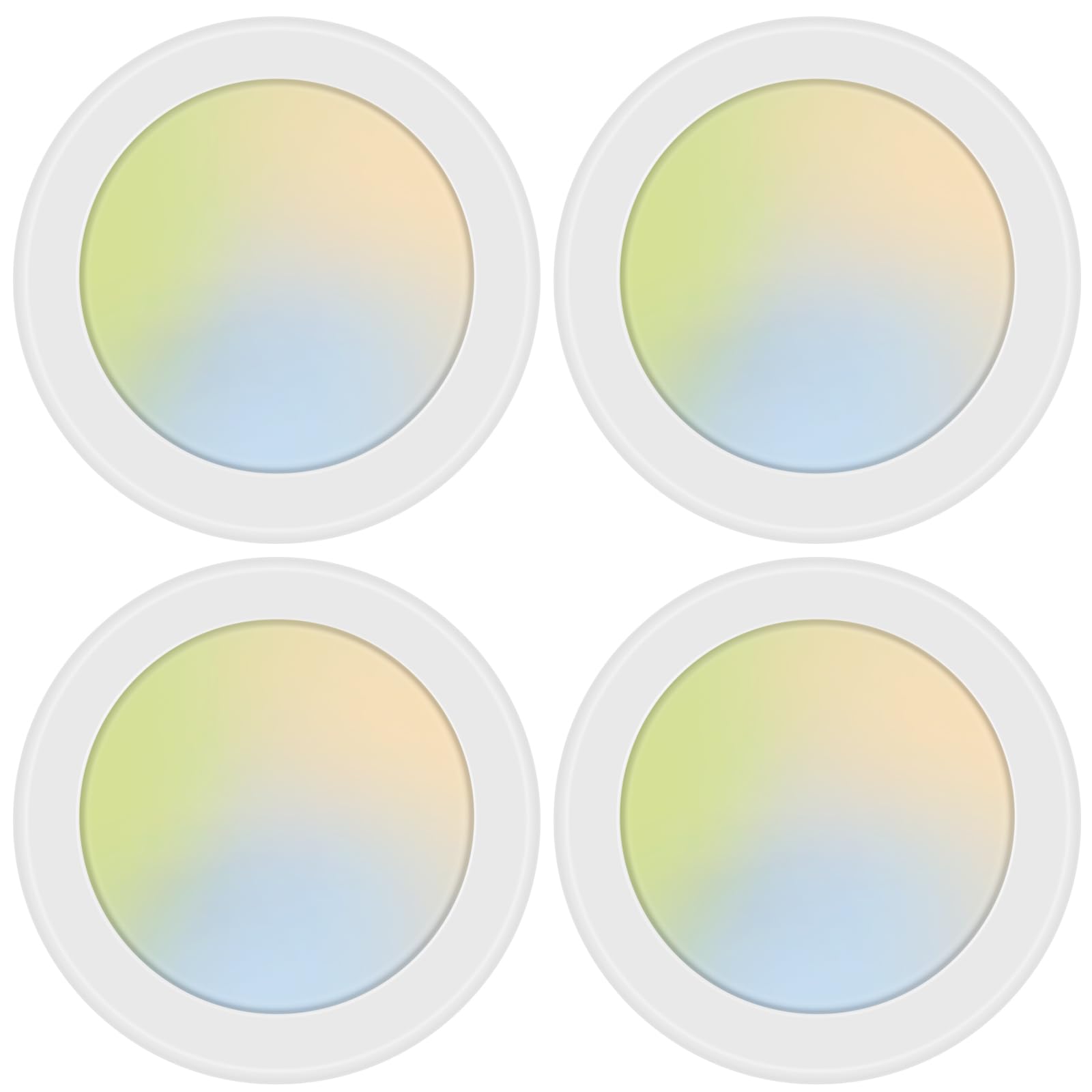 Photo 1 of 4 Pack 5CCT 6 Inch LED Disk Light, Dimmable Flush Mount Ceiling Lights, 2700K/3000K/3500K/4000K/5000K Selectable, 15W 1100LM, CRI 90, Low Profile Surface Mount Ceiling Disc Light, Wet Rated & ETL
