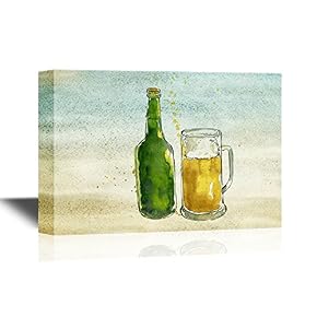 Beer Bottle and Glass on Vintage Background