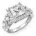 Metal Factory Sz 7 Sterling Silver 925 Princess Cut CZ Cubic Zirconia Halo Engagement Ring
