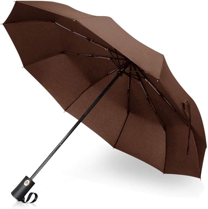 QHW Automatic Folding Umbrella, Reinforced Windproof Portable Compact