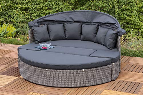 GXK Gartenliege Gartenmöbel Liegeinsel Liegemuschel Liege Alu Rattan dunkelgrau – Bild 5