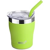 Mollcity kids Cup-9 oz Tumbler with Lid and Straw Stainless Steel Double Wall Vacuum Insulated Tumbler Cup for kids Spill Proof, BPA Free(Apple Green)
