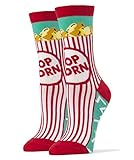 Oooh Yeah Women's Luxury Combed Cotton Crew Socks - Box O' Popcorn, Sock Size 9-11, Shoe Size 5-10
