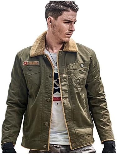 Buytop Men's Winter Fleece Casual Cotton Jacket Bomber Jacket Military Jacket Windbreaker Trench (BT-Jacket608-Green-S)