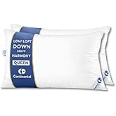 Continental Bedding Harmony Collection 550 Fill Power Down Pillow, Soft, Medium, Firm Loft Options, 400 Thread Count 100% Cot