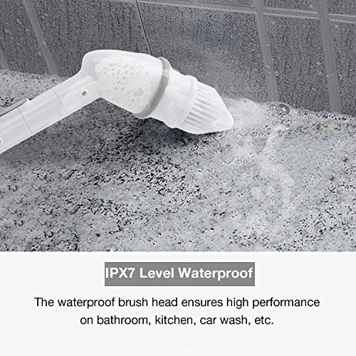 Electric Spin Scrubber, 360 Cordless Bathroom Cleaner, Waterproof Power Brush with 3 Replaceable Scrubber Cleaning Brush Heads, Anti-Slip Handle and Extension Arm for Tub, Tile, Floor - Thumbnail 3