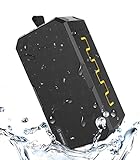 Soundance IP65 waterproof Portable Power bank Bluetooth Shower Speaker, up2 12 Hours Playtime & 25m BT Range, for indoor outdoor beach & poolside, compatible with iphone & android (Black&Yellow)